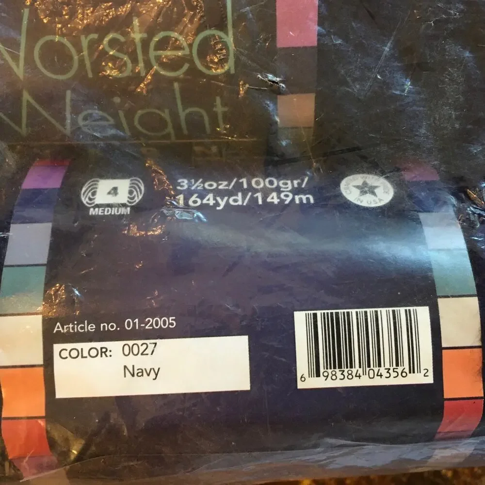 Herrschners Worsted Weight Yarn Navy Blue - Factory Sealed - LOT of 6- Knitting